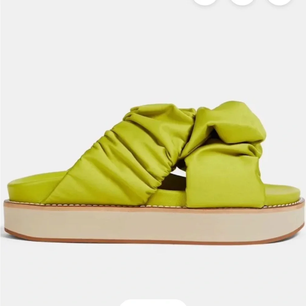 Ganni Ruched Satin Platform Sandals